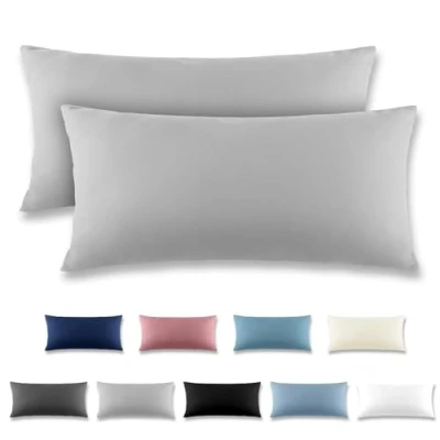 Immagine di REDKEY Coppia di Federe 40 x 80 cm, Set 2 Tessuti per Cuscino Letto, con Cerniera Nascosta, 100% Microfibra è morbida e traspirante， Grigio chiaro