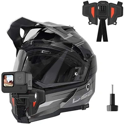 Immagine di TELESIN Supporto per Casco Moto Mento GoPro Hero 13/12/11/10/9/8/7/6/5/4, DJI OSMO Action 5 Pro 4/3, Insta360, Silicone Antiscivolo, Facile da Installare, cam di Azione Accessori