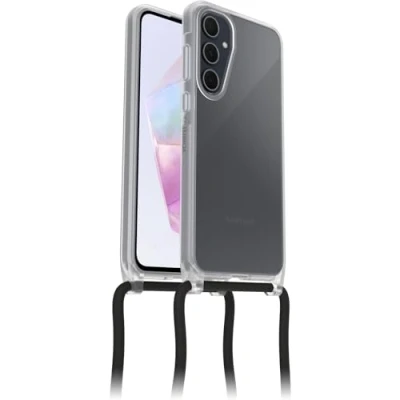 Immagine di OtterBox Cover React Necklace per Samsung Galaxy A35 5G, resistente a shock con cordino collana, adattabile e intercambiabile, testata norme MIL STD 810G, Trasparente Senza Retail Package