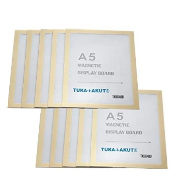 Immagine di TUKA i AKUT 10x A5 Cornice Magnetica per Espositore, Autoadesiva Display su Superfici Lisce Solide, Buste Documenti Poster Cartelli Avvisi, Confezione da 10, Color Oro TKD8400