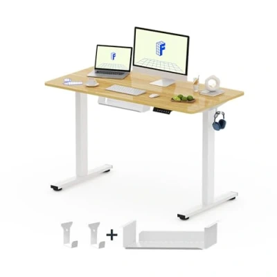 Immagine di FLEXISPOT Basic Scrivania Seduto in piedi, elettrica regolabile altezza a 2 piani con monomotore, pannello pulsanti, installazione facile, 100 x 60 (73 121) cm(telaio bianco+vassoio