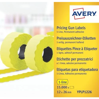 Immagine di Avery Zweckform L7250 300 Etichette adesive per prezzi, 12 x 26 mm, 10 fogli un totale di 15.000 etichette, colore: Giallo