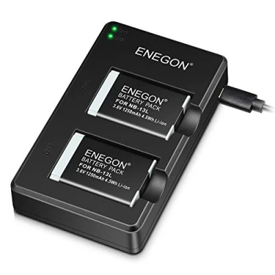 Immagine di ENEGON Batteria Di Ricambio NB 13L (2 Pacco) e Doppio Caricatore per Fotocamere Canon PowerShot G5X,G5X Mark II,G7X,G7 X II/III ,SX720 HS,SX730 HS,SX740 HS,SX620 HS,G1 III,G9 X,G9X II