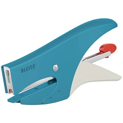 Immagine di Leitz Cucitrice a pinza, Capacità 15 fogli, Caricamento posteriore, Incl. punti P1 (No. 8), Gamma Cosy, Blu Calmo, 56440061