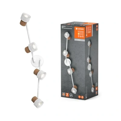 Immagine di LEDVANCE DECOR SPOT CORK, 4 x 3,4W, 920lm, bianco, faretto, teste orientabili, versatile, faretto per interni, lampade LED sostituibili, dimmerabile, colore della luce bianco caldo, GU10
