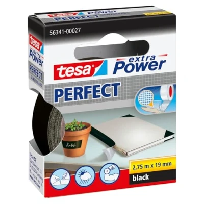 Immagine di Tesa Extra Power Nastro in tessuto nero, lunghezza 2,75 m, larghezza 19 mm