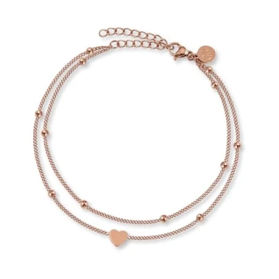 Immagine di GD GOOD.designs Cavigliera cuore da donna Rosa Impermeabile I a più file Regolabile Gioielli in acciaio inossidabile filigranato
