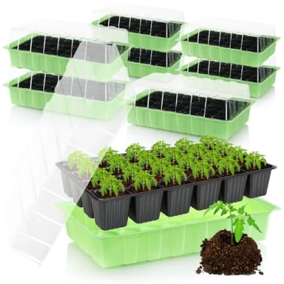 Immagine di com four® Serra da Interni 8X, Piatti Multivaso con Coperchio, Fioriera Vasi Coltivazione per 192 Piante, Set Fiori, Frutta e Verdura (8 Pezzi Serre Interni)
