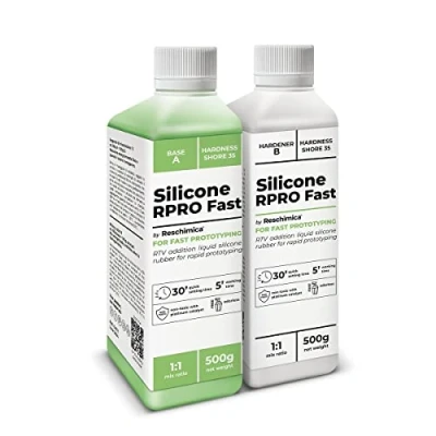 Immagine di Gomma siliconica Super Rapida 1:1, R PRO FAST, non tossica, resistente alla rottura e semplice da usare, compatibile con resine, cera, gesso cemento (1 kg)