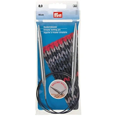 Immagine di Prym Rundstricknadeln MS 80 cm 8,00 mm silberfarbig Ferri da Maglia circolari, Ottone, Argento, 8,0
