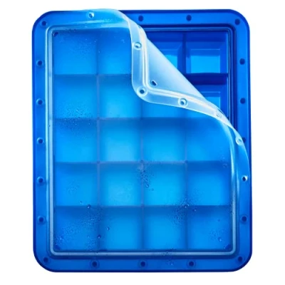 Immagine di Lurch 240760 Stampo per ghiaccio Arctic cubo, 4 cm, colore: blu, 20 cubetti di con coperchio trasparente blu