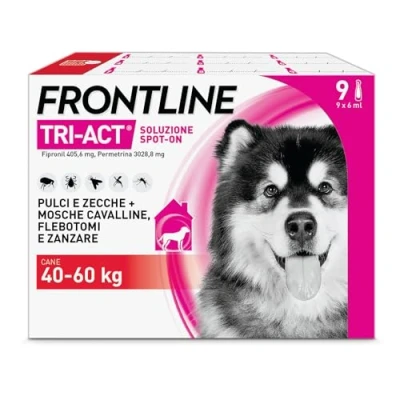 Immagine di FRONTLINE Triact, 9 Pipette, Cane XL (40 60 kg), Antiparassitario per Cani e Cuccioli di Lunga Durata, Protegge il da Pulci, Zecche, Zanzare, Pappataci Leishmaniosi, Antipulci Pipette
