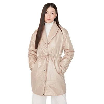 Immagine di Trendyol Giacca Invernale Oversize Tinta Unita Collo Scialle Cappotto, Colore Visone, L Donna