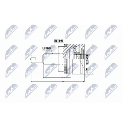 Immagine di NTY NPZ LR 007 Kit Giunto Omocinetico Cambio automatico a 6 marce, Semiautomatico, Trasmissione automatica Assale anteriore Sx, Dx