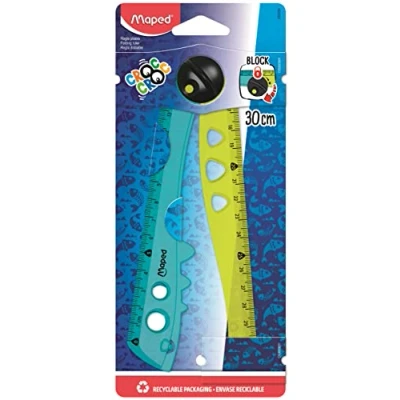 Immagine di Maped righello pieghevole Croc Utilizzabile aperto o chiuso Blocco per fissare il Forma coccodrillo Ideale imparare a tracciare, misurare e disegnare 2 x 15 cm