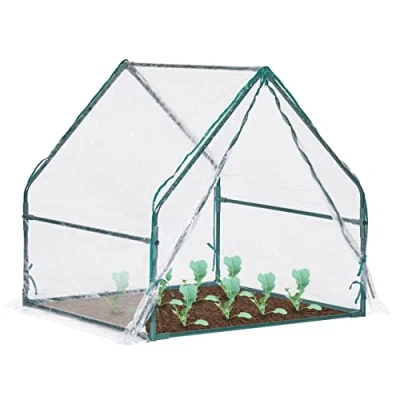 Immagine di Relaxdays Serra da Orto, HLP: 95x95x92 cm, Porta a Cerniera, Casetta per Coltivare Piante in PVC, Giardino, Trasparente, Acciaio 50% plastica