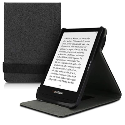 Immagine di kwmobile Custodia verticale compatibile con Pocketbook Touch Lux 4/5/Touch HD 3/Color (2020)/ Vivlio 5 Cover fascia mano e leggìo Case Reader Flip