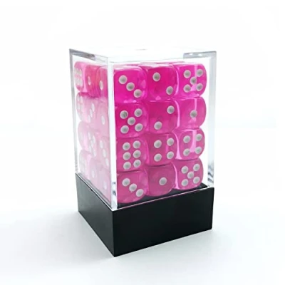Immagine di Bescon 12mm 6 Sided Dice 36 in Brick Box, Six Die (36) Block of Dice, Translucent Pink