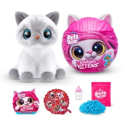 Immagine di Pets Alive Smitten Kittens Surprise, Bonnie, Nurture Play, Soft Toy Unboxing, Interactive, 10 Sounds, Ultra Plushies, Adopt Electronic Pet Kitten (Bonnie)