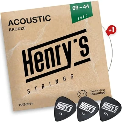 Immagine di Extra Light Corde per chitarra Western 09 44 occidentale Bronzo 6 + 1 e 3 plettri in acciaio Acoustic Guitar String Soft