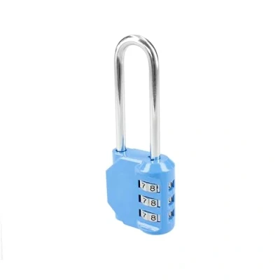 Immagine di Ferrestock FSKCAN329BK Lucchetto a combinazione numerica con 3 cifre per bagagli, armadietti da palestra, arco lungo 55 mm, realizzato in zinco e acciaio, nero