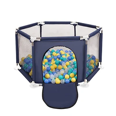 Immagine di Selonis Recinto Esagonale Per Bambini Con 400 Palline Colorate Di Plastica 6 Cm, Blu:Turchese/Blu/Giallo/Trasparent