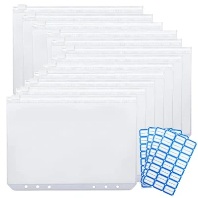 Immagine di 12 Pezzi Raccoglitore A5 Fori per Formato Dimensione Cerniera Borsa Documenti Casa Ufficio Forniture Scolastiche
