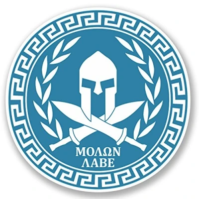 Immagine di 2 x Grec Spartan Shield Adesivo in vinile per computer portatile iPad auto bicicletta Guerriero Greco # 5029