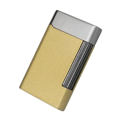 Immagine di HESTAY Accendino a Gas butano, Fiamma Libera Regolabile, accendisigari con Mola in Metallo, Antivento, da Uomo d&#039;Affari (butano Non Incluso) (Color : Gold)