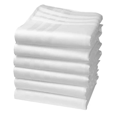 Immagine di Hankiss Fazzoletti in Cotone Biologico Bianco Modello FROST Dimensione 35cm x 6 Pezzi 100% Certificato GOTS