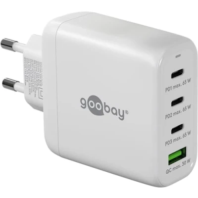 Immagine di goobay Caricatore rapido USB C PD Multiport 4 porte (68W) / 1x A 3X Input/Power Delivery/Alimentazione per cavi di ricarica iPhone e altri telefoni cellulari/Caricatore cellulari/bianco