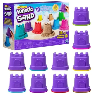 Immagine di Kinetic Sand, Confezione da 10 Mini Castelli, 1.27 kg di Sabbia modellabile in Colori, dai 3 Anni