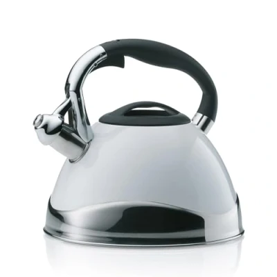 Immagine di Kela 11657, Bollitore a fischio, Adatto Anche Piani induzione, 3 l, Acciaio Inox, Varus, Bianco, Inossidabile, H 21,5cm / ∅ 22cm 3l