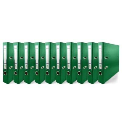 Immagine di Netuno 10 raccoglitori cartone ecologico riciclato verde a 2 anelli A4 dorso 5 cm per ufficio scuola archivio faldoni portadocumenti