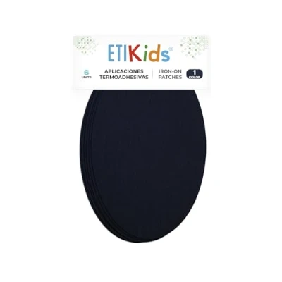 Immagine di Set 6 Toppe Termoadesive Blu Navy Facile da Stirare e Resistenti al Lavaggio Ginocchiere per proteggere vestiti Versatili Decorazioni Riparazioni, Blu, Piccola, Ferro, 16 x10 cm. RP1