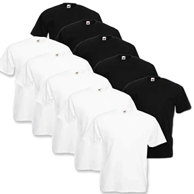 Immagine di Fruit of the Loom Valueweight Maglietta a maniche corte da uomo, confezione 5, 5 Bianco / Nero, L