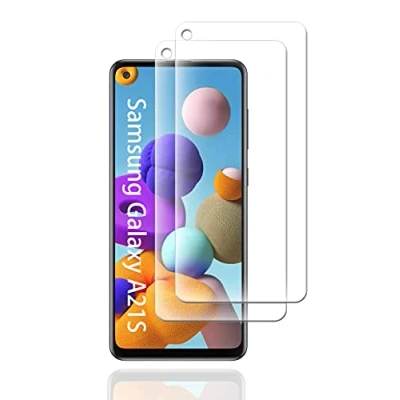 Immagine di UNO&#039; Pellicola proteggi schermo in vetro temperato, 2 pezzi, compatibile con Samsung Galaxy A21s, ultra resistente, senza bolle, 9H, antigraffio.