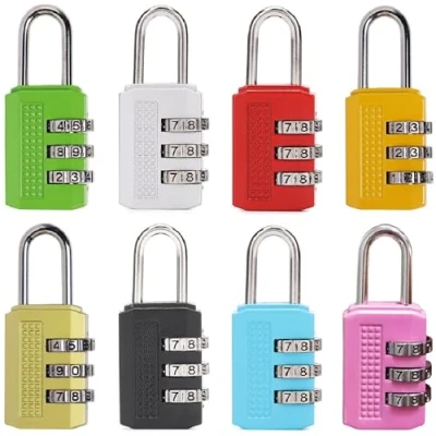 Immagine di Kellegour 8 Pezzi Lucchetto Combinazione 3 Cifre,Lucchetto a Combinazione,Lucchetto per Bagagli,Lucchetto con Codice Cifre Bagagli,Borse,Ufficio,Armadietto Palestra(8 Colori)