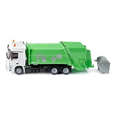 Immagine di siku 2938, Camion della spazzatura, 1:50, Metallo e Plastica, Verde Bianco, Parte posteriore apribile, Con bidone spazzatura