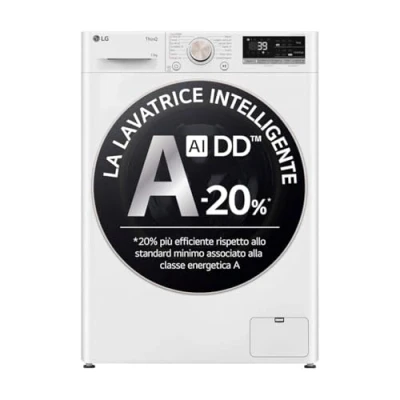 Immagine di LG AI DD F4R7013TSWG Lavatrice 13kg, A Carica Frontale, Serie R7, Classe 20%, 1400 giri, TurboWash 360, Vapore su 7 Programmi, Wi Fi, Inverter Direct Drive, Libera installazione, Bianco
