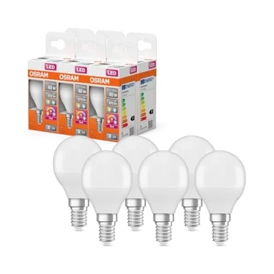 Immagine di Osram LED Superstar Classic a forma di mini sfera con tre scene luminose: Relax, Active, Sleep. In plastica satinata, 4,9 W, E14, 2700 4000 K, controllabile tramite interruttore parete, conf da 6