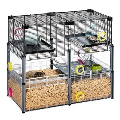 Immagine di FERPLAST Gabbia per criceti grande topolini Rete metallica con accessori Modulare Multipla Hamster, 72,5 x 37,5 h 62 CM