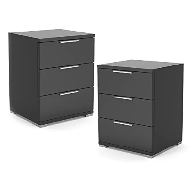 Immagine di Vitalispa comodini camera da letto &quot;Florenz&quot;, Nero, 46 x 60 cm Set di 2