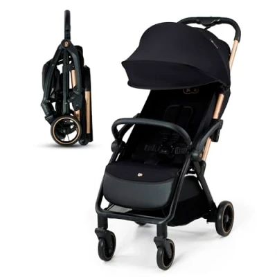 Immagine di Kinderkraft APINO Passeggino Leggero fino 22 Kg, Solo 7,5 Da Viaggio, Pieghevole automatico, Schienale Regolabile In Posizione Sdraiata, Copertura Antipioggia, Nero
