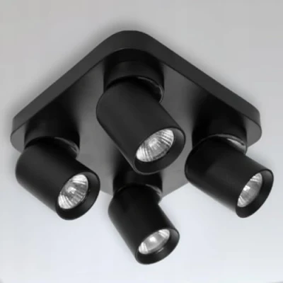 Immagine di Miratic Plafoniera Soffitto Lampada da Parete Sorgente Luminosa Sostituibile GU10 max.12W (lampadine non incluse) (base quadrata 4 teste, nero)