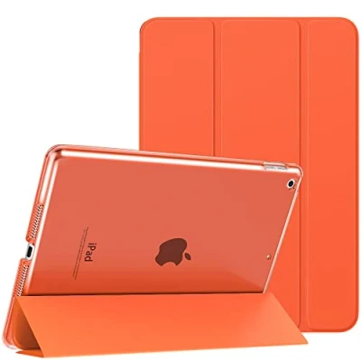 Immagine di MoKo Cover per Nuovo iPad 9 2021 / 8 2020 7 2019, 10.2 Case Ultra Sottile Leggero Custodia in Tri fold Auto Sveglia/Sonno con Retro Semi trasparente Rigido, Arancione