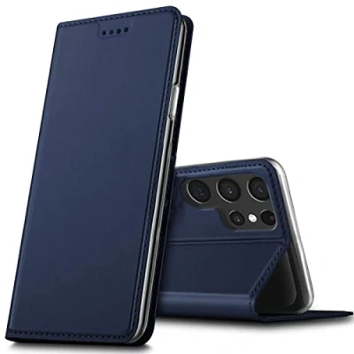 Immagine di Verco Custodia a libro per Samsung Galaxy S24 Ultra, in pelle PU, Ultra 5G, colore: blu