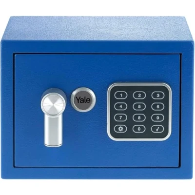 Immagine di YALE Cassaforte XS YSV/170/DB2/B Blu, con Tastiera Digitale, Indicatori di Luce a LED, Fissaggi Parete e Pavimento, Capacità 3.8 L, Dim Interne 170 x 230 mm, Mini, Versione Corrente