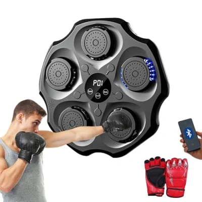 Immagine di MAGIC SELECT Macchina da Boxe Musicale, Attrezzatura Allenamento per a Parete in PU con Guantoni Boxe, Pad LED, Bluetooth, Luci al Ritmo della Musica. (2 Mode, 43x43x5 cm)