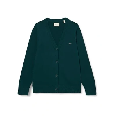 Immagine di GANT Cardigan in Cotone Classico Maglione, Verde Bosco, S Donna